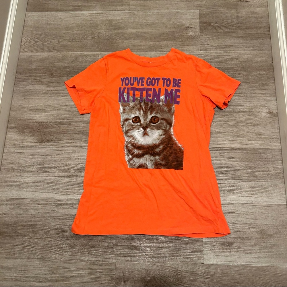 Orange Cat Graphic T-Shirt